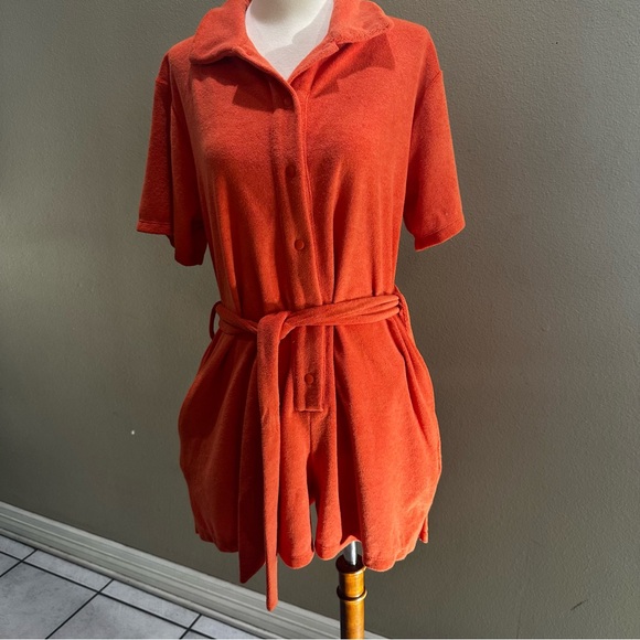 Beach Riot Orange Button-Up Romper - Picture 8 of 12
